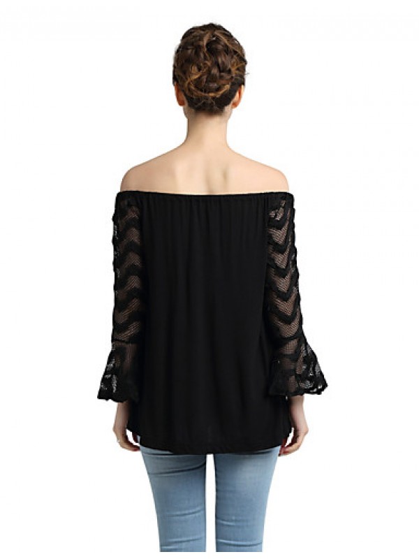 Women's Sexy Cut Out Black Lace T-shirt