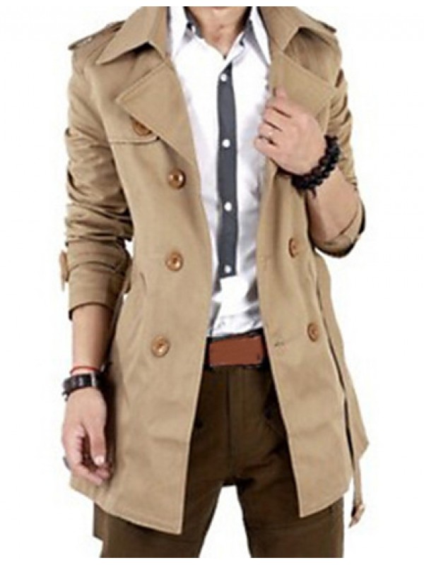 Men'sBritish Style Leisure Slim Long Sleeve Long Trench coat , Pure