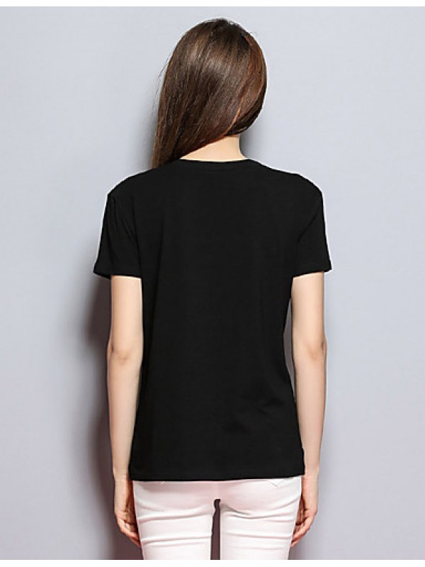 Women's Casual/Daily Simple Spring / Summer T-shirtPrint Round