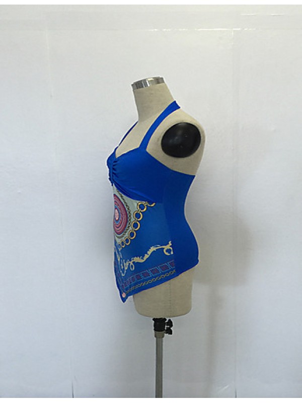 Women's Going out / Casual/Daily Simple Summer / Fall BlousePrint Halter Sleeveless Blue / White / Black