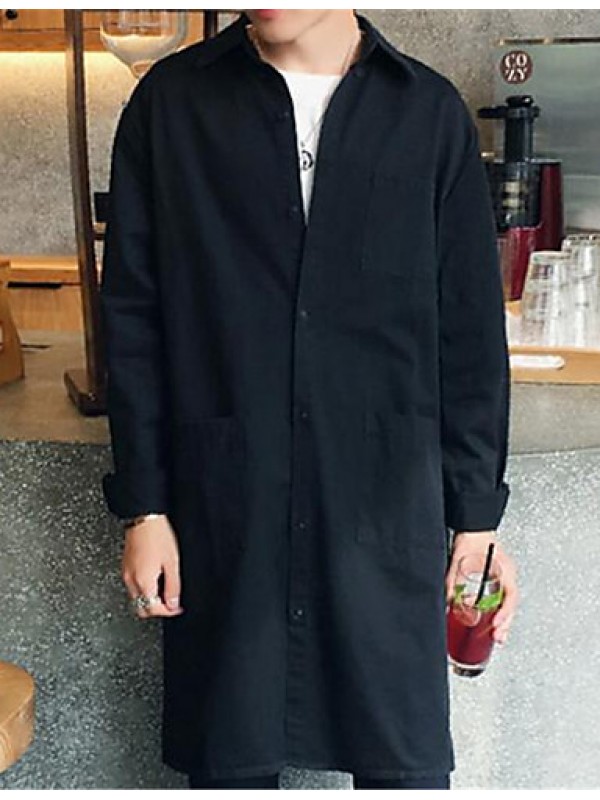 Men's Lapel Solid Casual Trench Coat(More Colors)