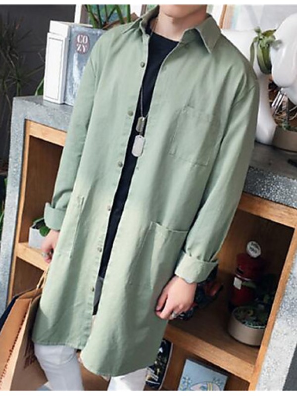 Men's Lapel Solid Casual Trench Coat(More Colors)