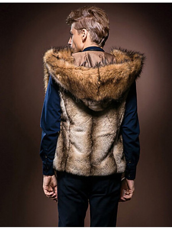 Men Fox Fur / Faux Fur Outerwear / Top , Lined