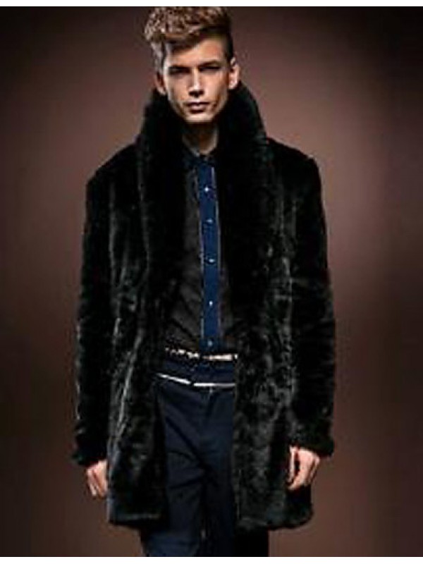 Men Faux Fur Outerwear , Lined