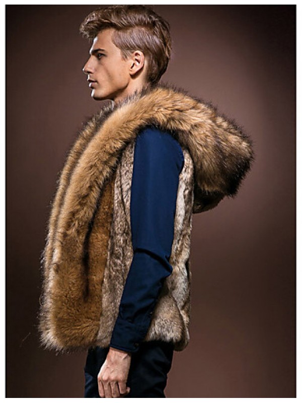 Men Fox Fur / Faux Fur Outerwear / Top , Lined