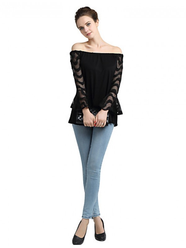 Women's Sexy Cut Out Black Lace T-shirt